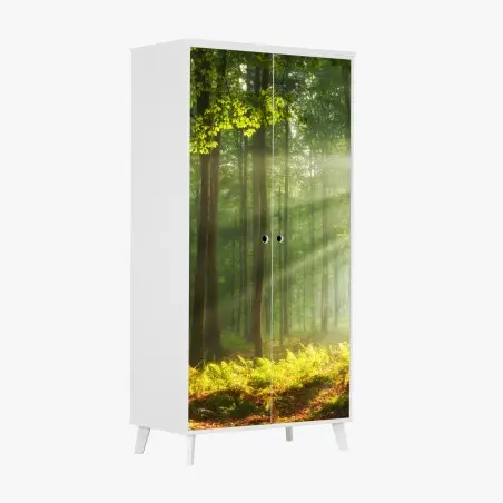 Sticker pour armoire matin d'automne en forêt ancienne – Wallnifity®