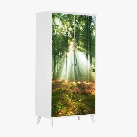 Sticker pour armoire lumière matinale dans la forêt – Wallnifity®