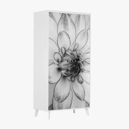 Sticker pour armoire éclosion florale en noir et blanc – Wallnifity®