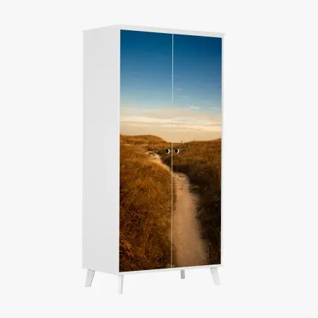 Sticker pour armoire chemin de dunes aux tons dorés – Wallnifity®