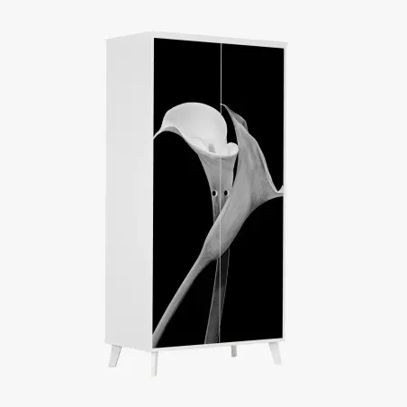 Sticker pour armoire duo d'arums en noir et blanc – Wallnifity®