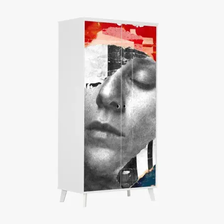Sticker pour armoire visage en collage abstrait – Wallnifity®