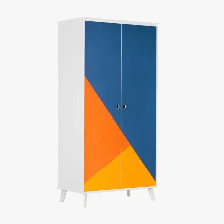 Sticker pour armoire abstraction géométrique en bleu et orange – Wallnifity®