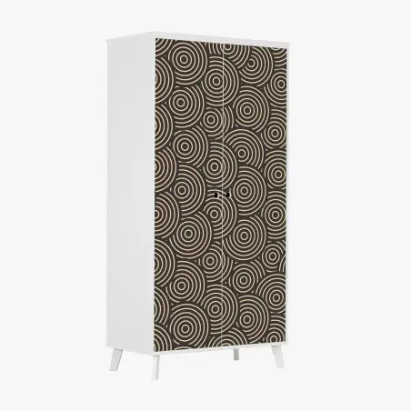 Sticker pour armoire motif concentrique rétro beige et noir – Wallnifity®