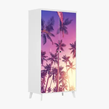 Sticker pour armoire sérénité sous les palmiers au coucher du soleil – Wallnifity®