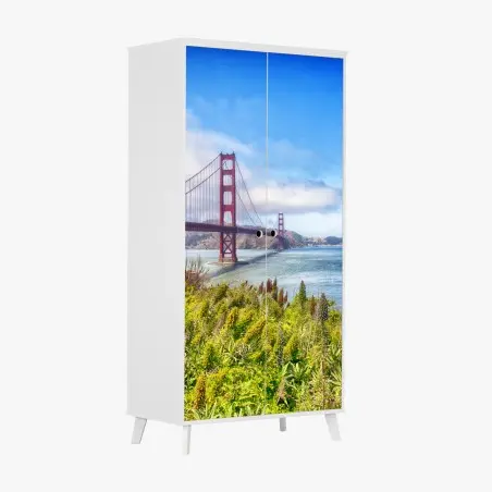 Sticker pour armoire vue emblématique du Golden Gate à San Francisco – Wallnifity®