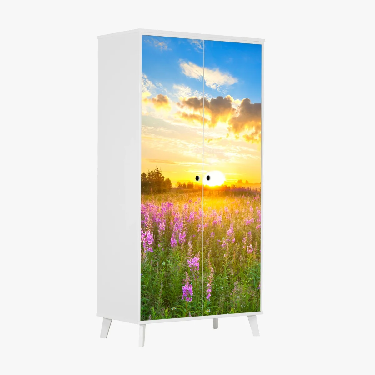 Sticker pour armoire prairie en fleurs au lever du soleil – Wallnifity® Sticker pour armoire prairie en fleurs au lever du soleil – Wallnifity®