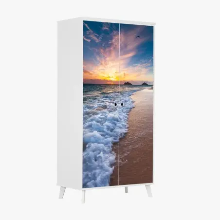 Sticker pour armoire horizon marin en lumière dorée – Wallnifity®