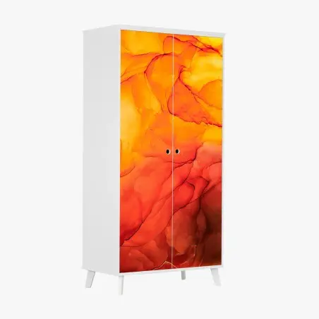 Sticker pour armoire fusion d'encre orange et rouge – Wallnifity®