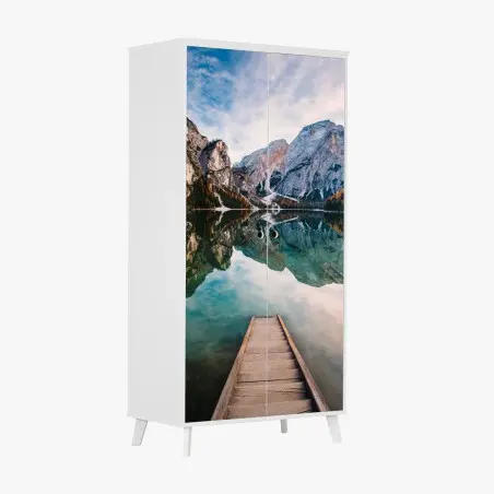 Sticker pour armoire reflets d'altitude sur lac alpin – Wallnifity®