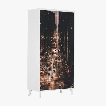 Sticker pour armoire avenue de Manhattan sous les lumières – Wallnifity®