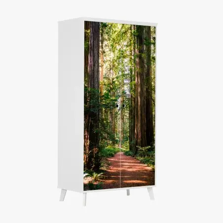 Sticker pour armoire sentier serein parmi les séquoias géants – Wallnifity®