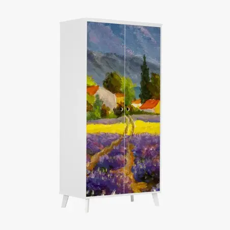 Sticker pour armoire champ de lavande au crépuscule – Wallnifity®