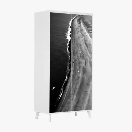 Sticker pour armoire littoral minimaliste en noir et blanc – Wallnifity®