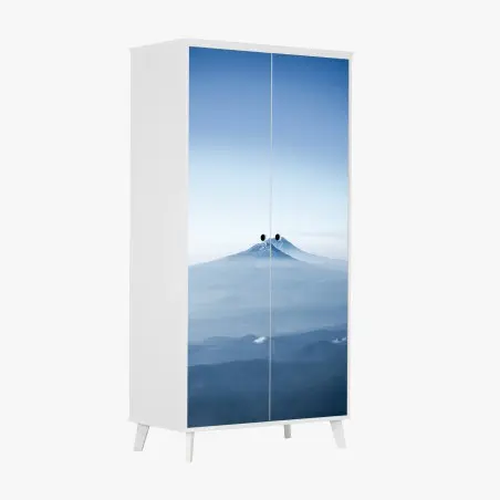 Sticker pour armoire horizon brumeux et sommet enneigé – Wallnifity®