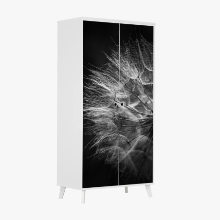 Sticker pour armoire souffle de pissenlit en noir et blanc – Wallnifity®