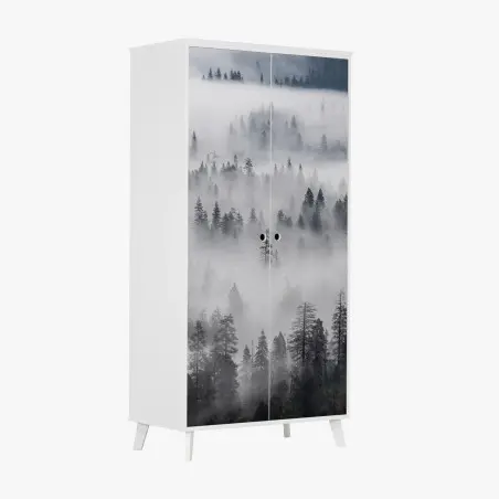 Sticker pour armoire forêt de pins enveloppée de brume – Wallnifity®