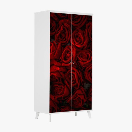 Sticker pour armoire bouquet de roses rouges éclatantes – Wallnifity®