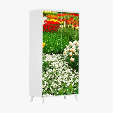 Sticker pour armoire champ floral printanier aux couleurs vives – Wallnifity®
