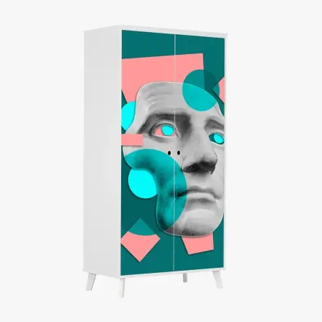 Sticker pour armoire visage antique en collage géométrique – Wallnifity®