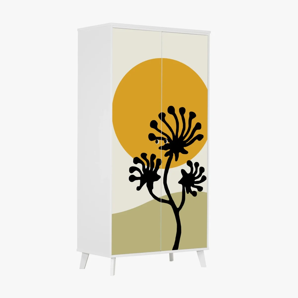 Sticker pour armoire fleurs en silhouette sur soleil doré – Wallnifity® Sticker pour armoire fleurs en silhouette sur soleil doré – Wallnifity®