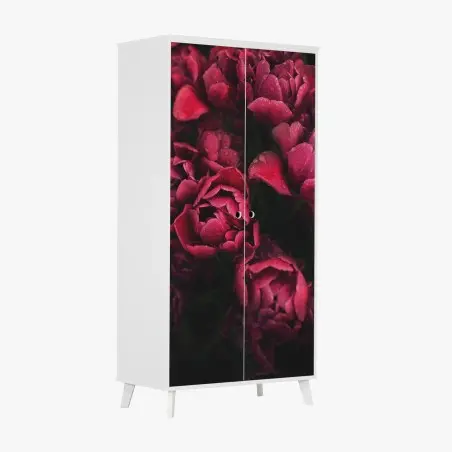 Sticker pour armoire bouquet de tulipes rouges en gros plan – Wallnifity®