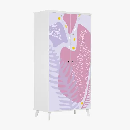 Sticker pour armoire motif botanique abstrait aux tons pastels – Wallnifity®