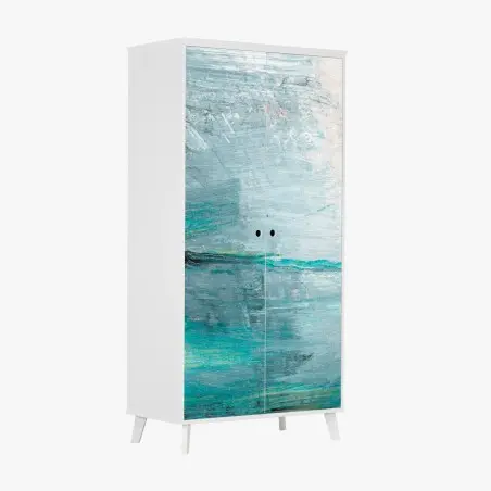 Sticker pour armoire horizon turquoise abstrait – Wallnifity®
