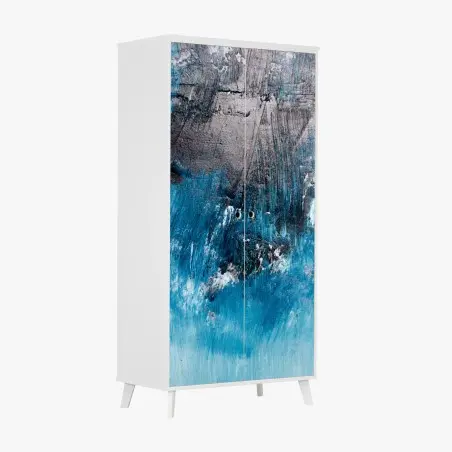 Sticker pour armoire océan abstrait en textures bleues – Wallnifity®