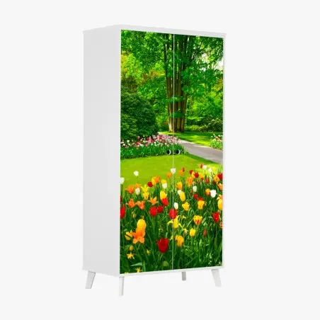 Sticker pour armoire jardin de Keukenhof en fleurs – Wallnifity®