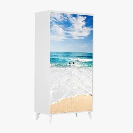 Sticker pour armoire brise marine et vagues turquoises – Wallnifity®