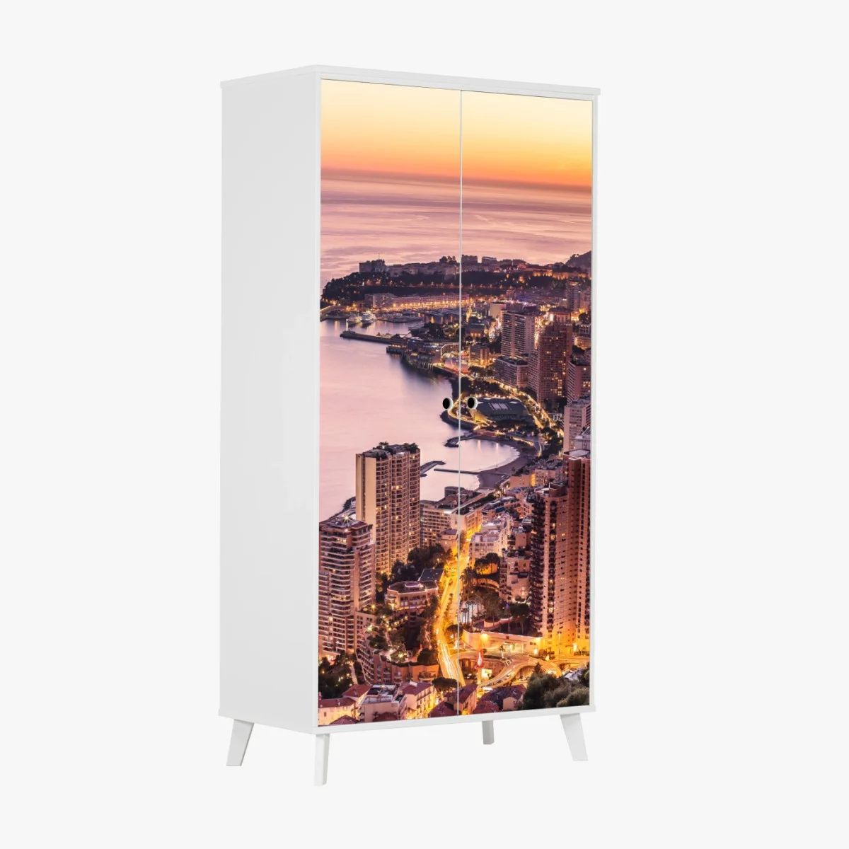 Sticker pour armoire vue panoramique de Monaco au crépuscule – Wallnifity® Sticker pour armoire vue panoramique de Monaco au crépuscule – Wallnifity®