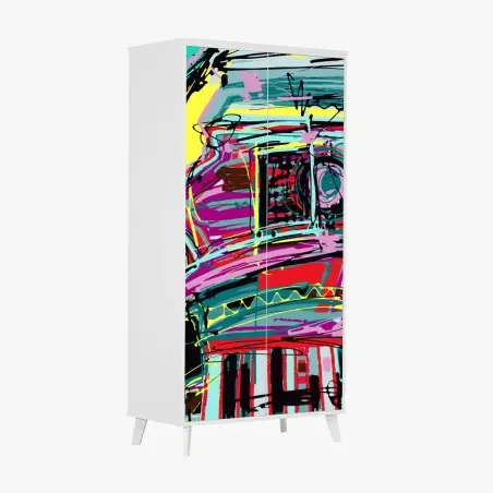 Sticker pour armoire explosion chromatique abstraite – Wallnifity®