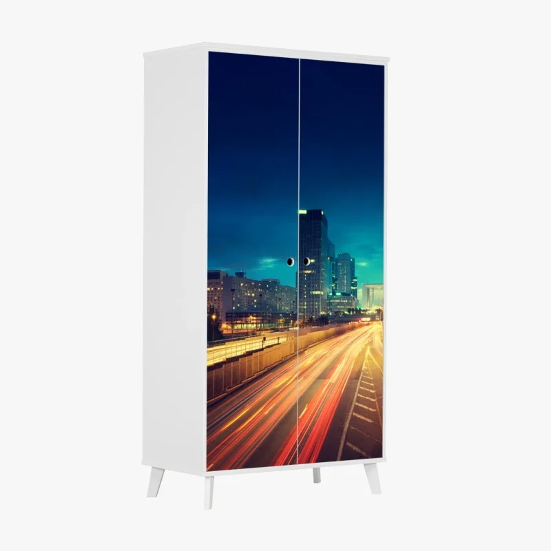 Sticker pour armoire crépuscule urbain à La Défense – Wallnifity®