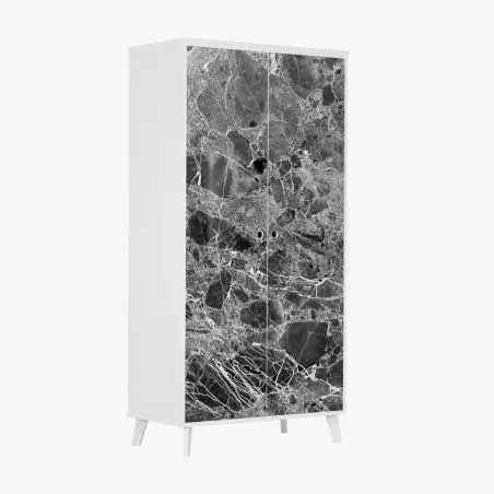 Sticker pour armoire marbre noir et blanc : élégance intemporelle – Wallnifity®