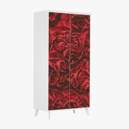 Sticker pour armoire œillets rouges rétro pour décoration intérieure – Wallnifity®