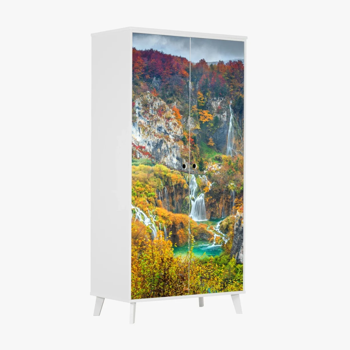 Sticker pour armoire cascade d'automne et lacs émeraude – Wallnifity® Sticker pour armoire cascade d'automne et lacs émeraude – Wallnifity®