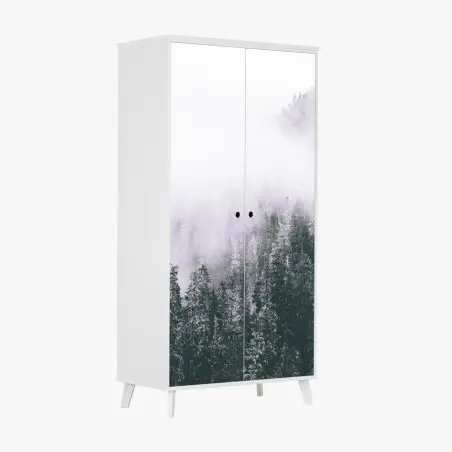 Sticker pour armoire forêt brumeuse en noir et blanc – Wallnifity®
