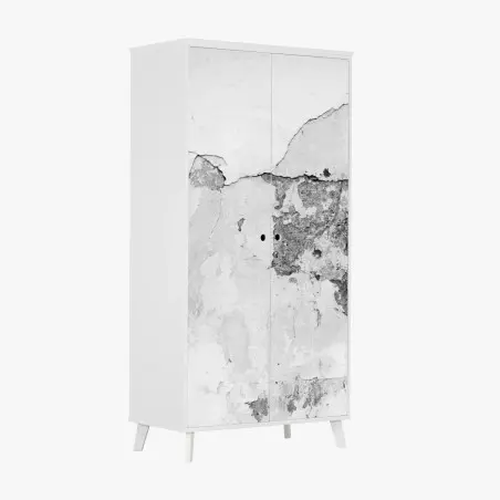 Sticker pour armoire texture murale écaillée en noir et blanc – Wallnifity®