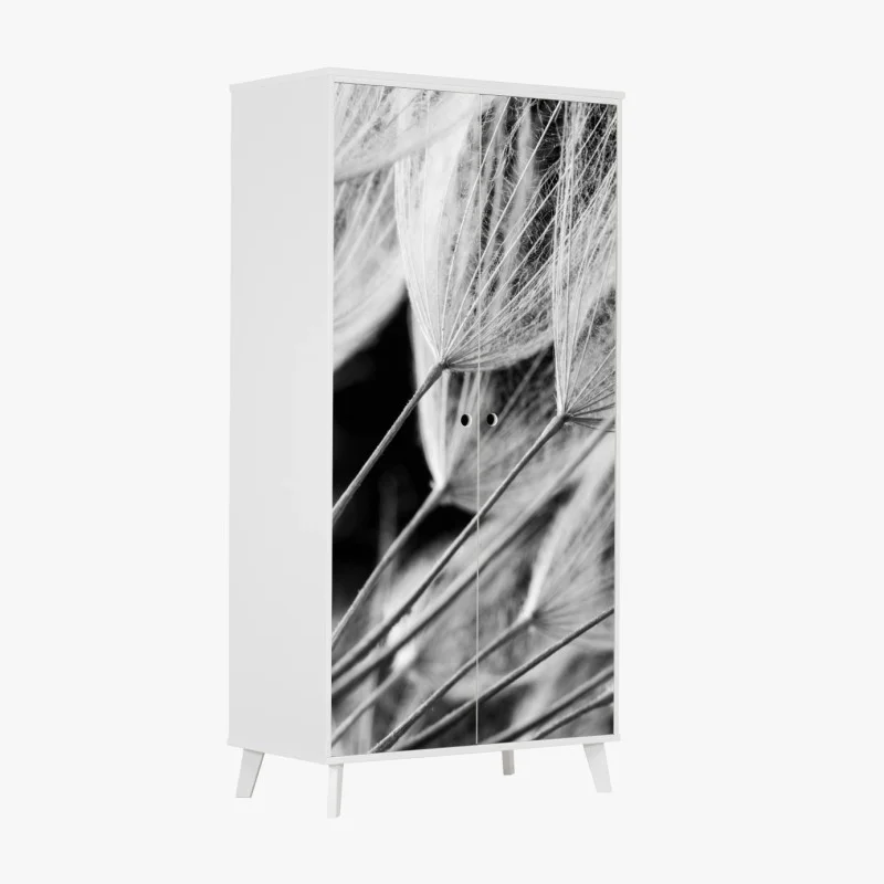 Sticker pour armoire plumes de pissenlit en noir et blanc – Wallnifity®