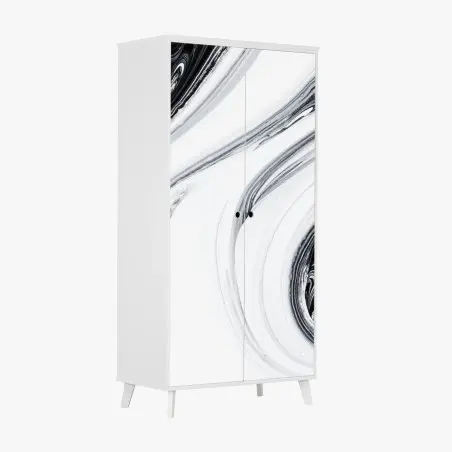 Sticker pour armoire marbrure abstraite en noir et blanc – Wallnifity®