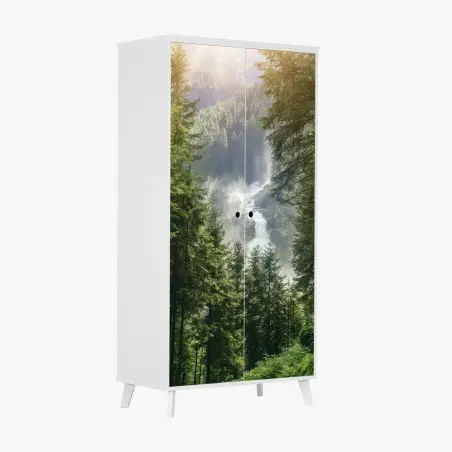 Sticker pour armoire cascade de Krimml dans la forêt alpine – Wallnifity®