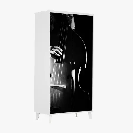 Sticker pour armoire silhouette de contrebasse en clair-obscur – Wallnifity®