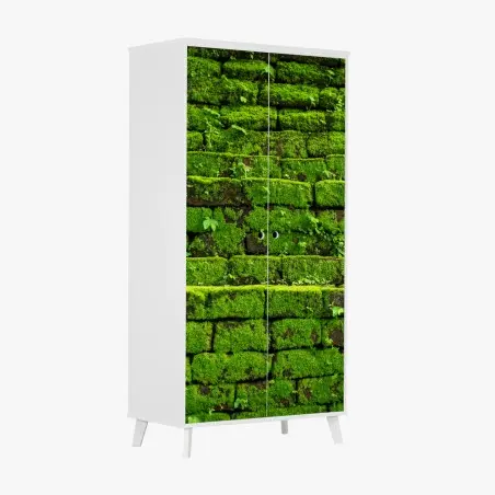 Sticker pour armoire mousse verte sur briques anciennes – Wallnifity®