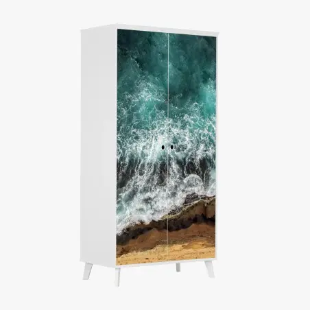 Sticker pour armoire vagues turquoises depuis la falaise – Wallnifity®
