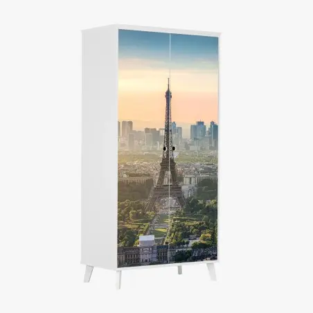 Sticker pour armoire coucher de soleil sur la Tour Eiffel à Paris – Wallnifity®