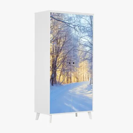 Sticker pour armoire promenade hivernale au soleil doré – Wallnifity®