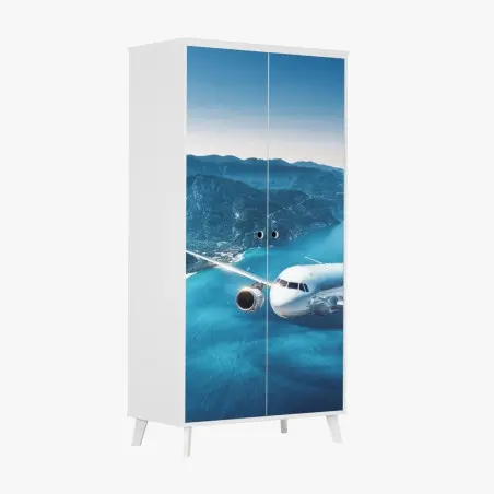 Sticker pour armoire escapade aérienne au-dessus de la côte et des montagnes – Wallnifity®