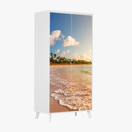 Sticker pour armoire coucher de soleil tropical sur la plage – Wallnifity®