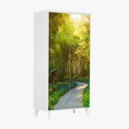 Sticker pour armoire sentier paisible dans une forêt de bambous – Wallnifity®